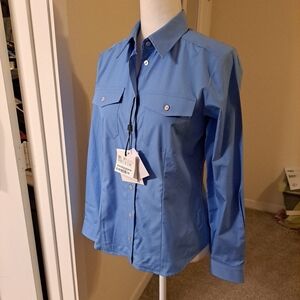 Marella Sport Perseo Shirt Size 2 Sky Blue NWT $225